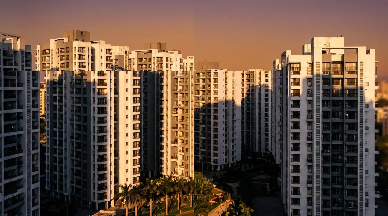 Apartment towers on the Western line